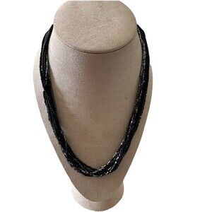 Victorian mourning Necklace Jewelry - 15” Seed Beaded Necklace Antique
